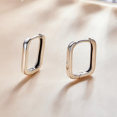 Squared Silver Hoop Earrings